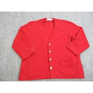 St‎ Croix Knits Sweater Mens XL Red Merino Wool Cardigan Blazer Gold Buttons